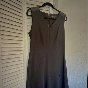 Karl Lagerfeld Paris Black V-Neck Midi Dress Size 12 drop waist flare skirt